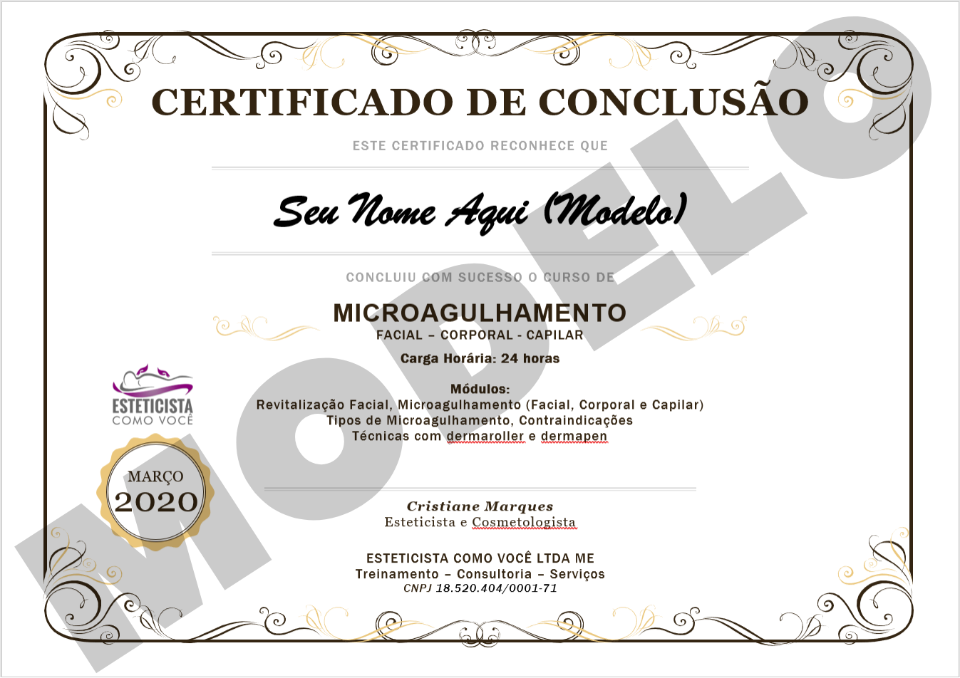 Certificado Microagulhamento